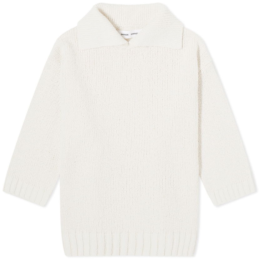 Džemper Samsoe Samsoe Samsøe Samsøe Salou Knitted Polo Shirt Bijela | F24100057-F24100057