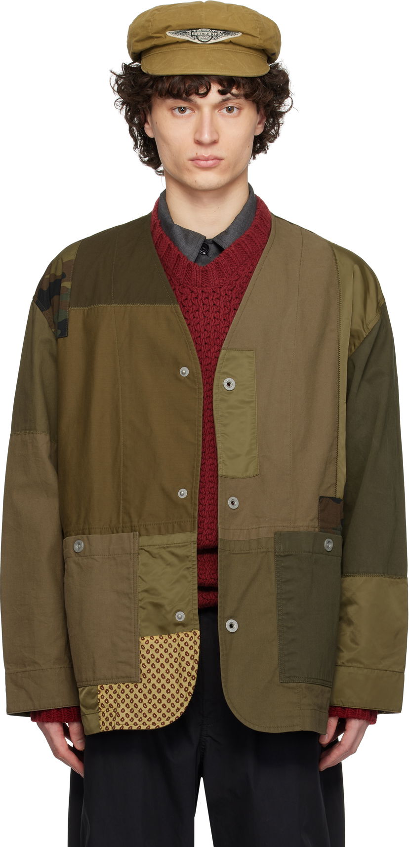 Vjetrovka Comme des Garçons Homme Multi Fabric Mix Jacket Zelena | HO-J017-051