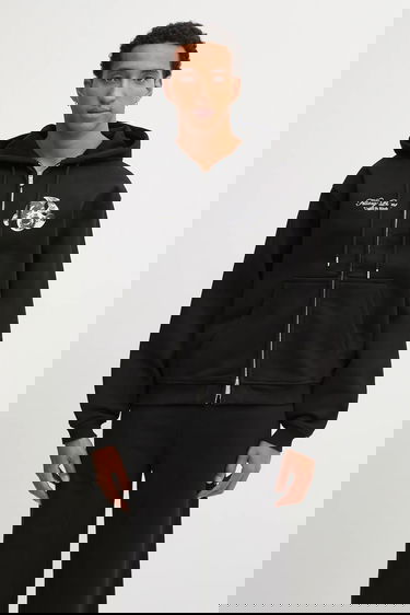 Dukserice Filling Pieces Bouquet Zip Hoodie with Print Crna | 422533501122, 2