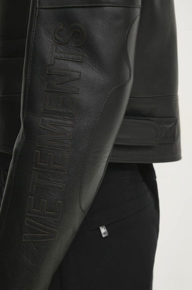 Jakna VETEMENTS VETEMENTS Racing Logo Leather Jacket Crna | UA66JA210B, 4