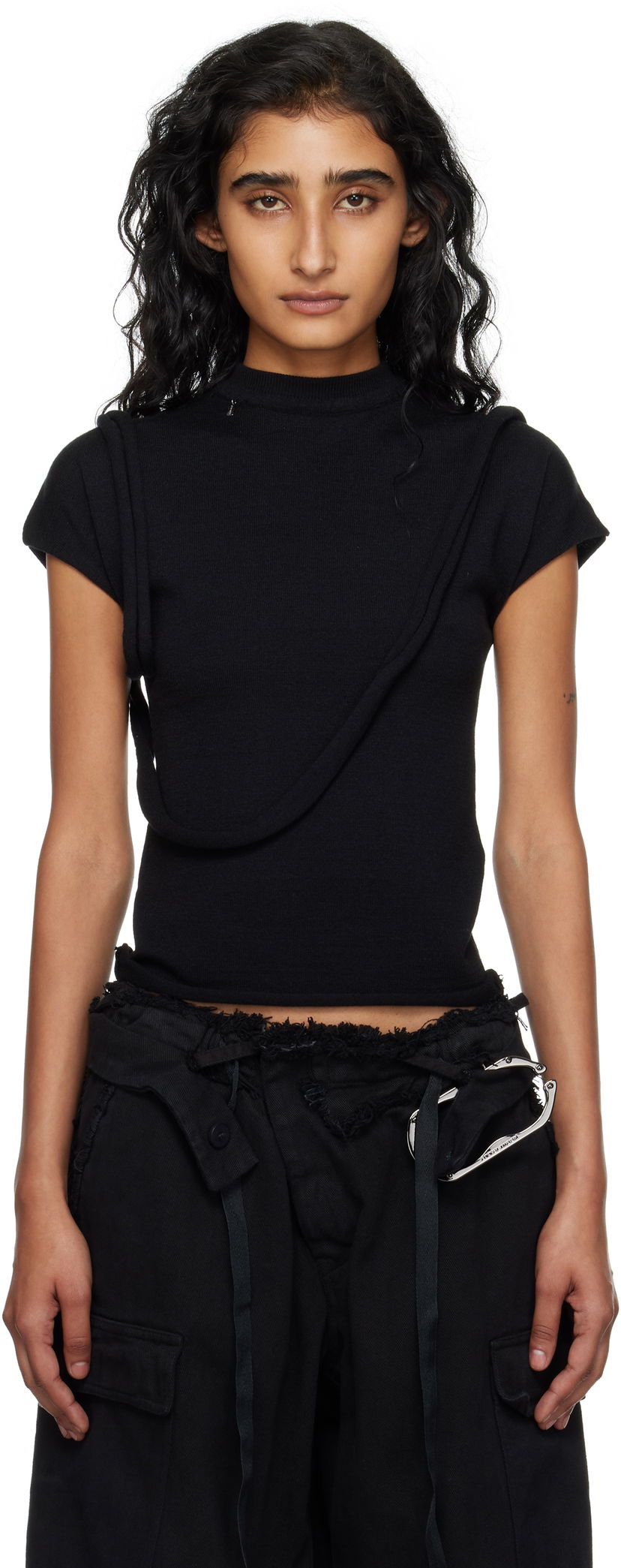 Majica kratkih rukava Ottolinger Ottolinger Deconstructed Knit T-shirt Crna | 107-106107-01