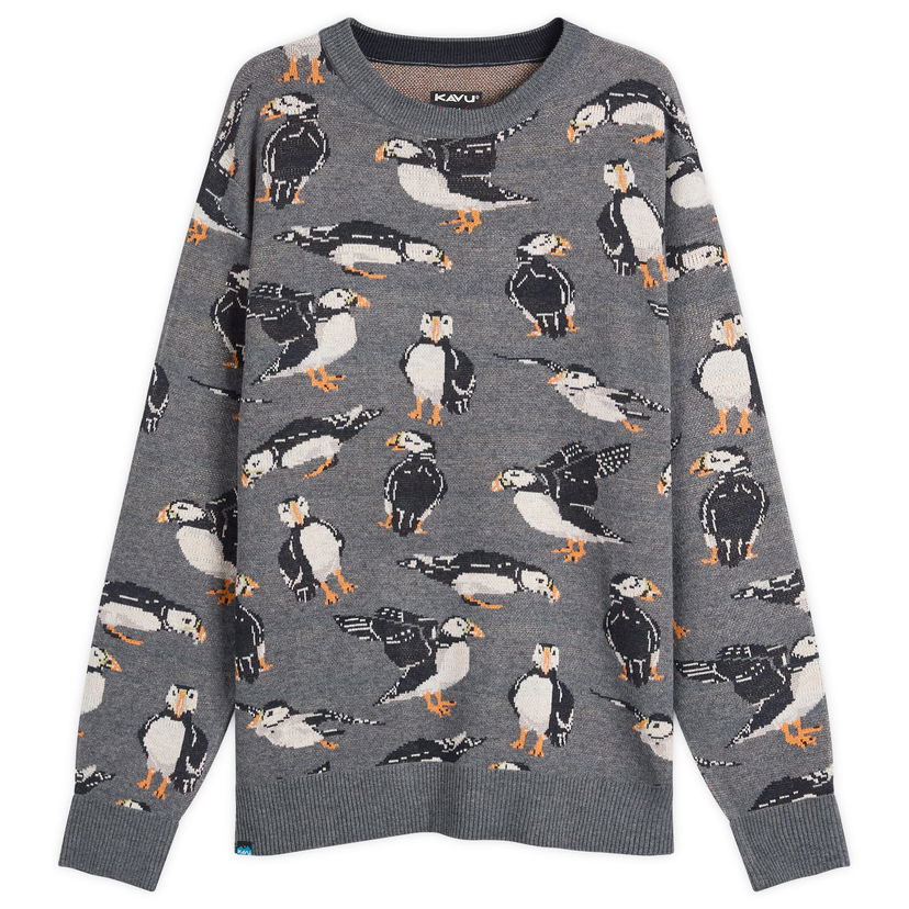 Džemper KAVU Highline Knitted Jumper with Puffin Print Siva | 5134-2663