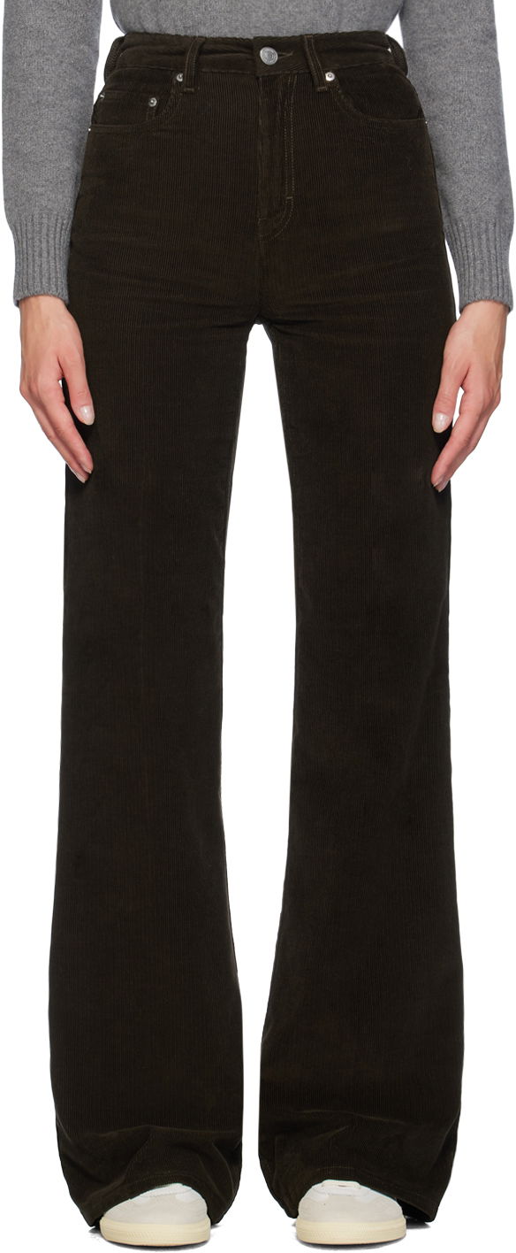 Hlače AMI Paris Brown Flared Trousers Crna | FTR420.CO0089