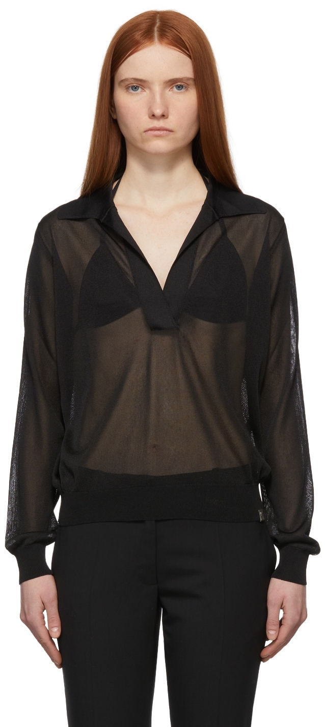 Košulja 1017 ALYX 9SM Sheer Long Sleeve Polo Crna | AAWKN0139YA01.S22