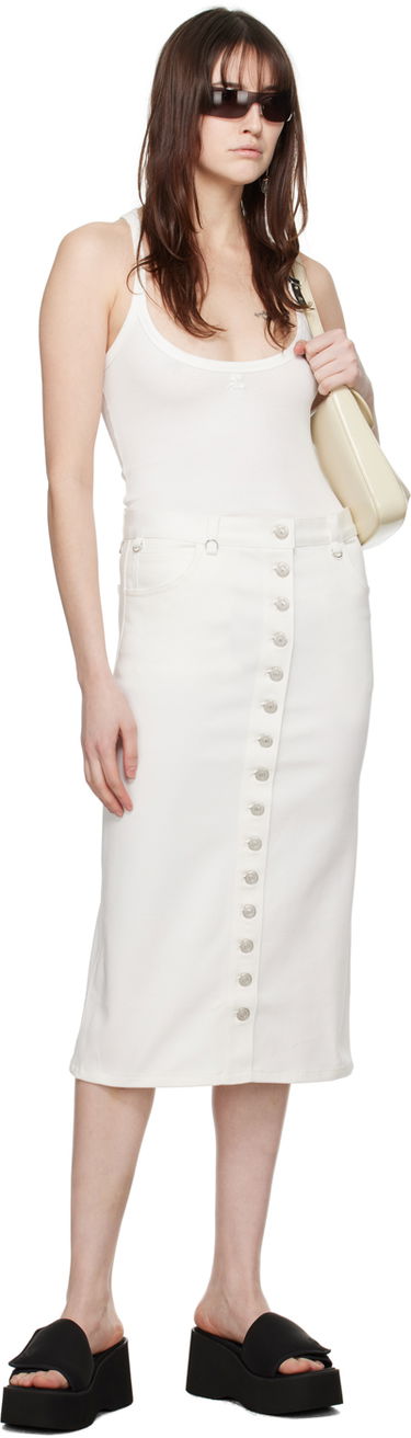 Suknja Courrèges Courrèges Multiflex Denim Button-Front Skirt Bijela | 124DJU155DE0022, 3