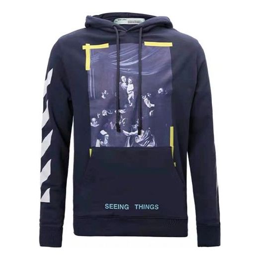Dukserice Off-White Off-White Painting Hoodie Plava | OMBB003F170030163201