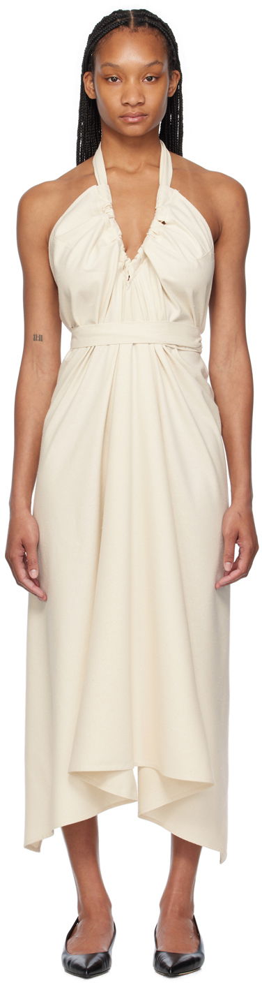 Haljina Baserange Baserange Node Halter Neck Maxi Dress Bež | DRNO-WS-SU24