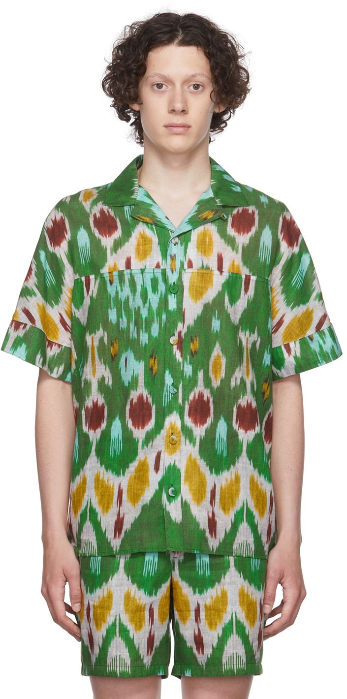 Košulja Erdem Erdem Philip Ikat Print Resort Shirt Zelena | MV22_503MIGCL PHILIP SHIRT