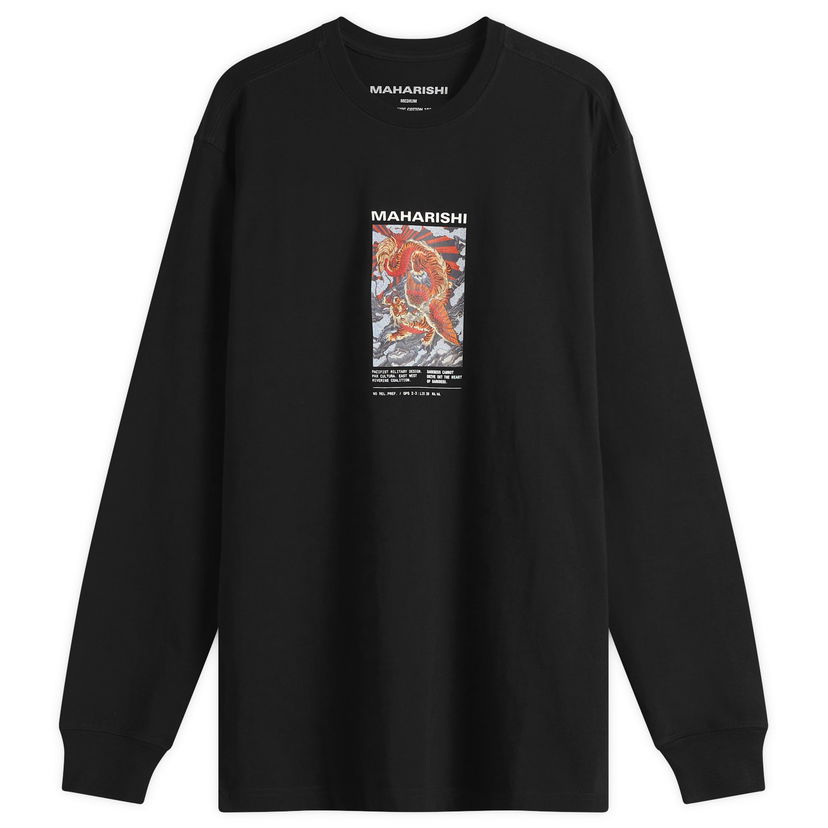Majica kratkih rukava Maharishi Tiger Dragon Miltype Graphic Long Sleeve T-Shirt, Size Large Crna | 1490-BLK