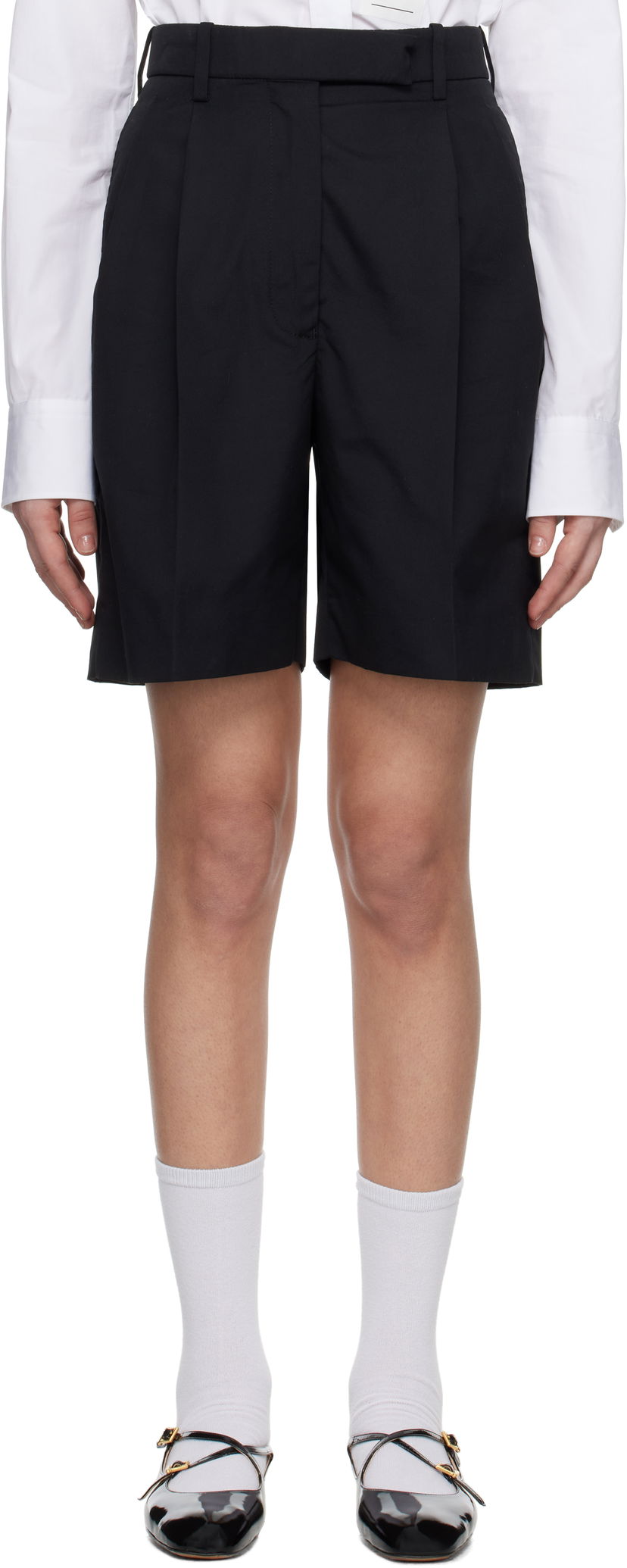 Kratke hlače Thom Browne Thom Browne Typewriter Cloth Double Pleat Shorts Crna | FTC501U-04502