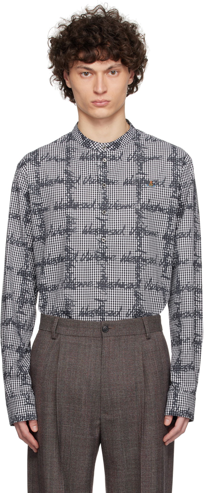 Košulja Vivienne Westwood Vivienne Westwood Gingham Print Band Collar Shirt Bijela | 2401003X-W011T-