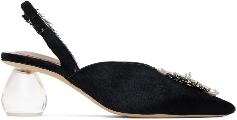 Tenisice i cipele Simone Rocha Simone Rocha Pointed Slingback Heels with Crystal Embellishment Crna | LH14B 0794