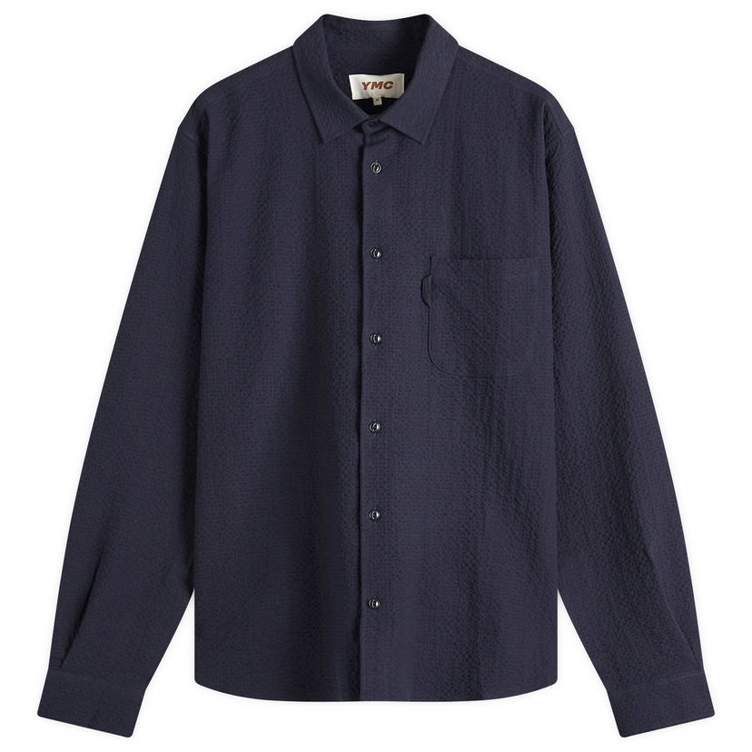 Košulja YMC YMC Curtis Seersucker Shirt, Size Large Tamnoplava | P2AZI-40