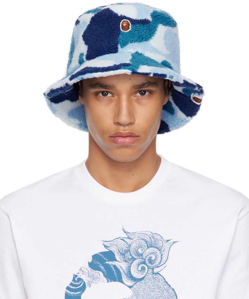 Šešir BAPE A Bathing Ape ABC Camo Boa Fleece Bucket Hat Plava | 001HTK801006M