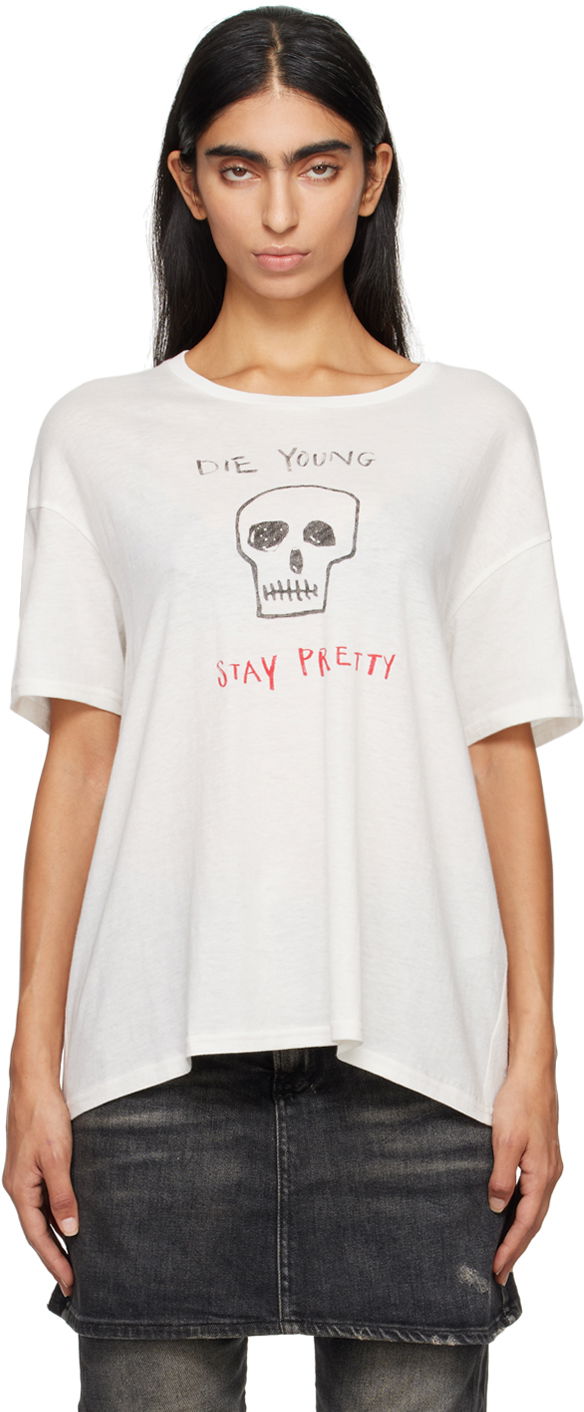Majica kratkih rukava R13 R13 'Die Young Stay Pretty' T-Shirt Bijela | R13WK141-K114B