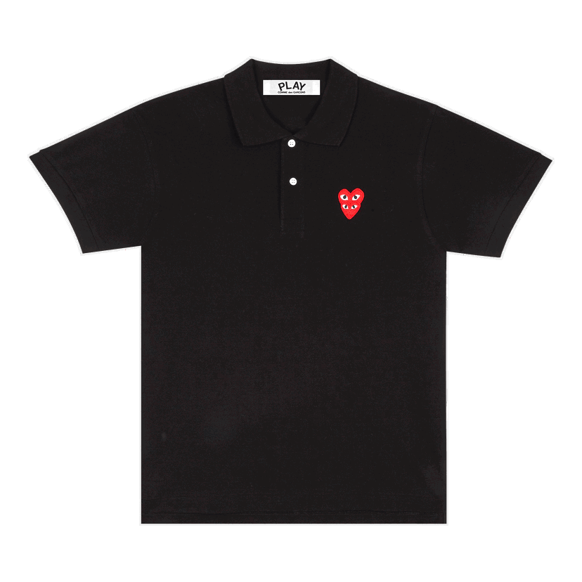 Polo majica Comme des Garçons PLAY Polo with Red Heart Logo Crna | AZ T290 051 1