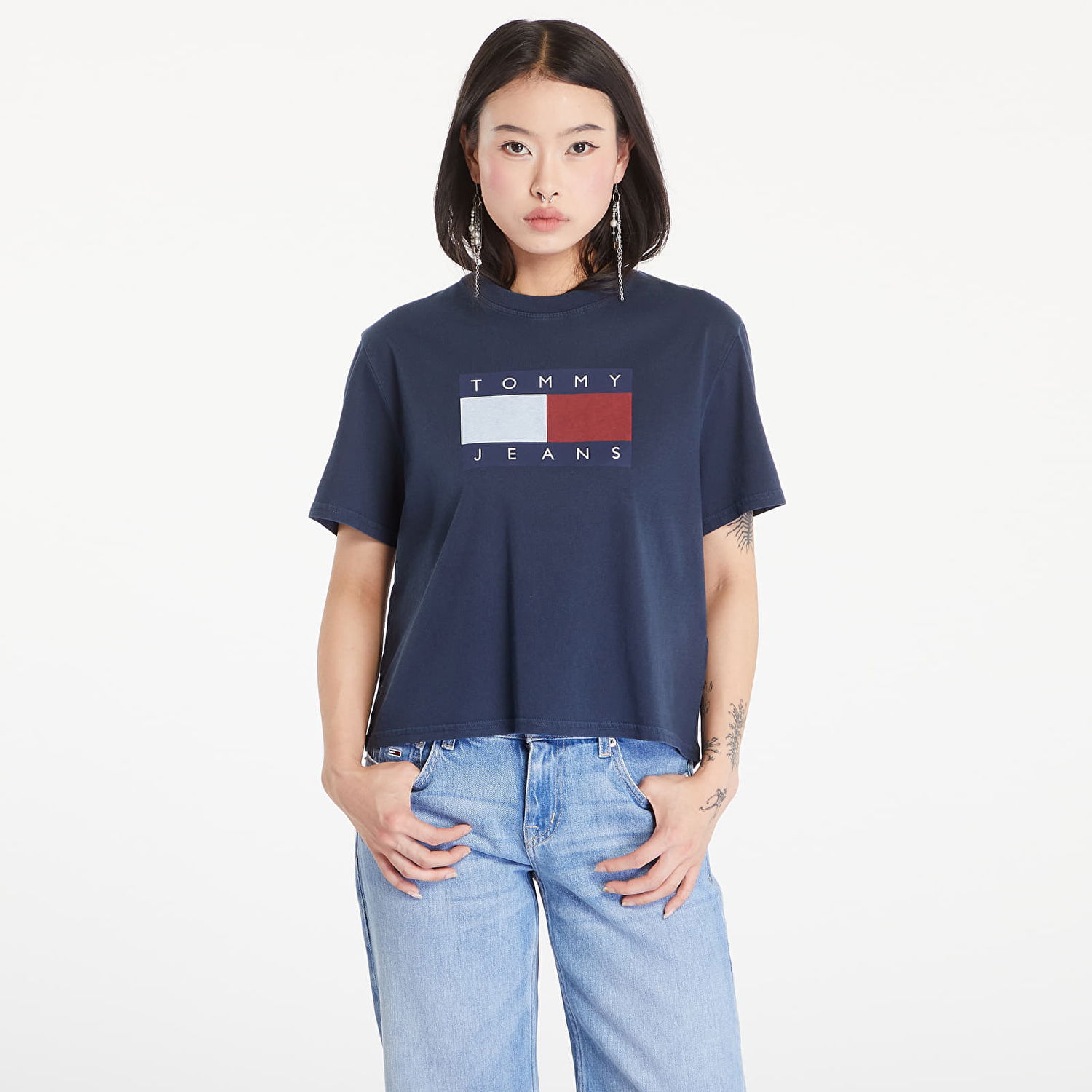 Majica kratkih rukava Tommy Hilfiger Flag Badge Boxy Fit T-Shirt Dark Night Navy Tamnoplava | DW0DW18629 C1G, 0