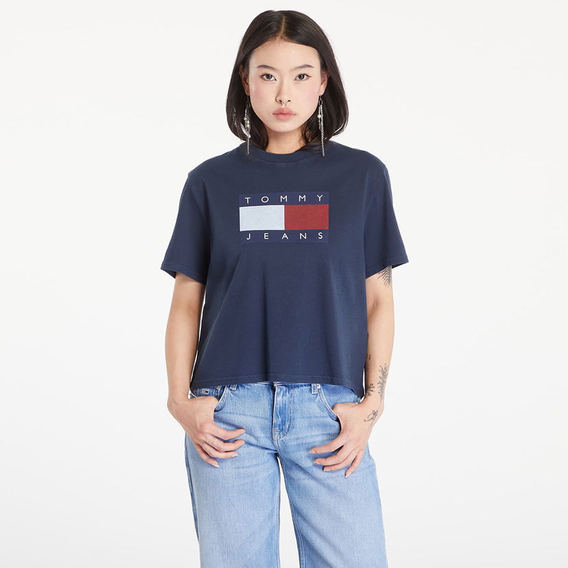 Majica kratkih rukava Tommy Hilfiger Flag Badge Boxy Fit T-Shirt Dark Night Navy Tamnoplava | DW0DW18629 C1G