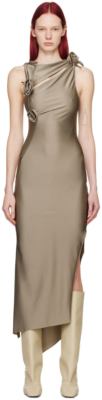 Haljina Coperni Flower Detail Maxi Dress Smeđa | COPR44545