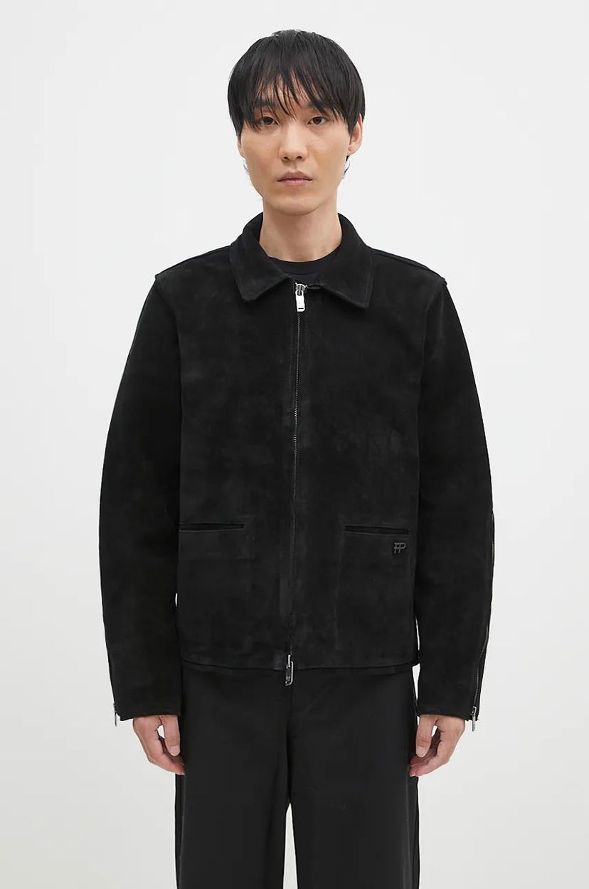 Jakna Filling Pieces Leather Jacket Suede Crna | 75922791861