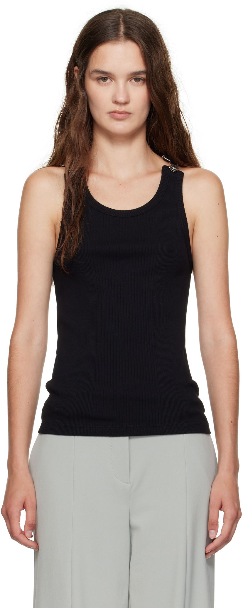 Majica bez rukava Jean Paul Gaultier Jean Paul Gaultier Overall Buckles Ribbed Tank Top Crna | 25/03-U-TO380-J014-00