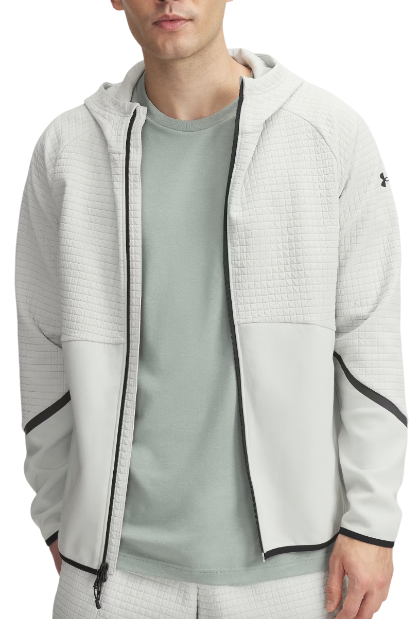 Dukserice Under Armour Unstoppable Fleece Grid Full-Zip Hoodie Siva | 1386543-377