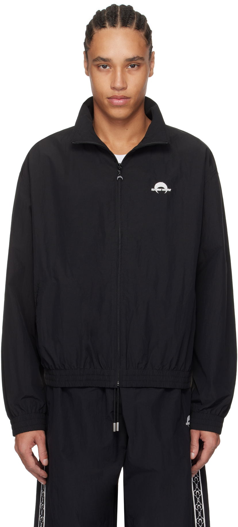 Vjetrovka Marine Serre Marine Serre Recycled Nylon Track Jacket Crna | UJA053B CWOV0041