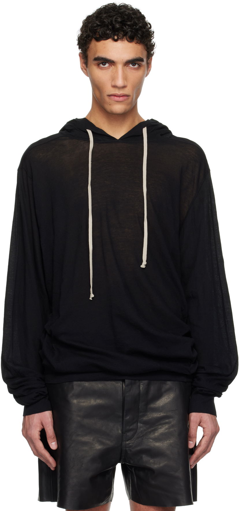 Dukserice Rick Owens Rick Owens Hollywood Unstable Cotton Hoodie Crna | RU01E5282 UC