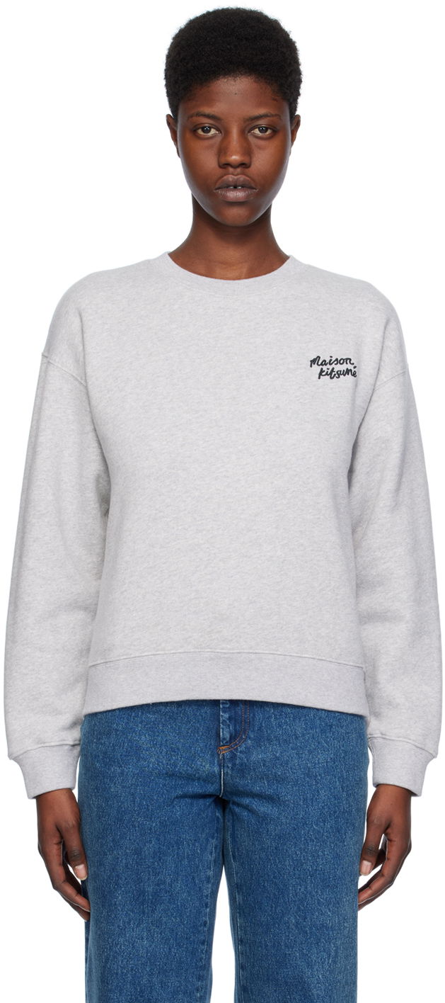 Dukserice MAISON KITSUNÉ Handwriting Sweatshirt Siva | MW00314KM0307