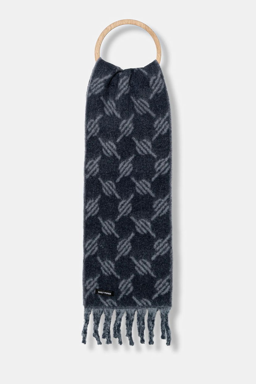 Šal DAILY PAPER Daily Paper Riyo Monogram Wool Blend Scarf Plava | 2521093
