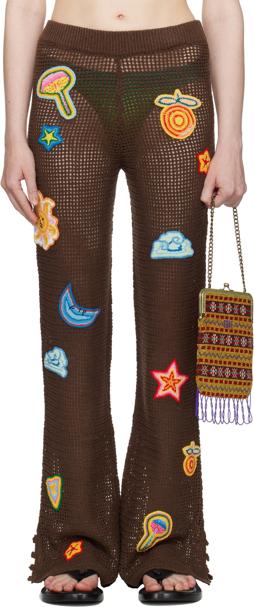 Hlače Casablanca Casablanca Crochet Motif Trousers Smeđa | WS25-KW-940-01