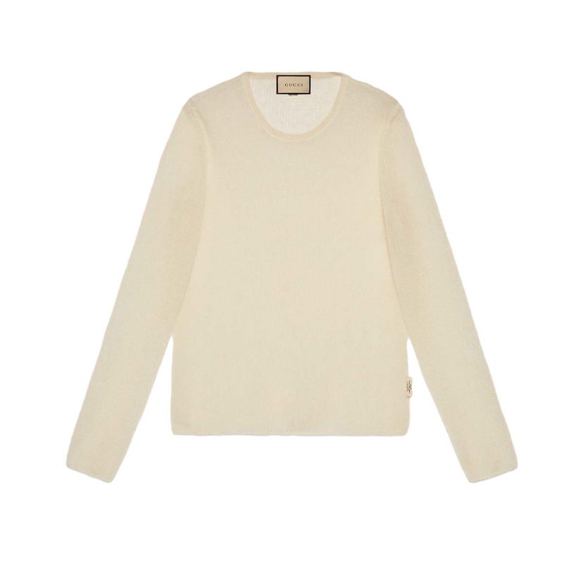 Džemper Gucci Silk Mohair Sweater Ivory Bež | 758085 XKDIQ 9166