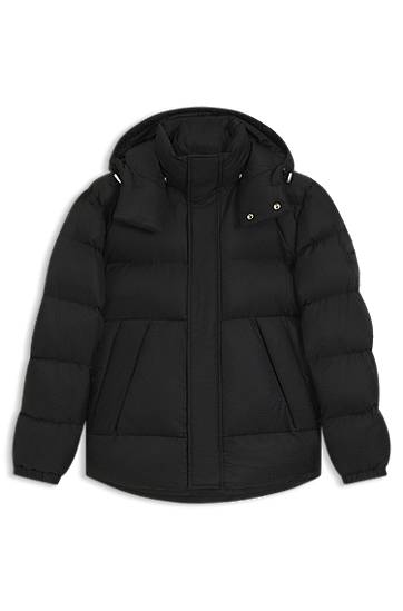 Pernata jakna BOSS Water-Repellent Monogram Jacquard Puffer Jacket Crna | 50548727