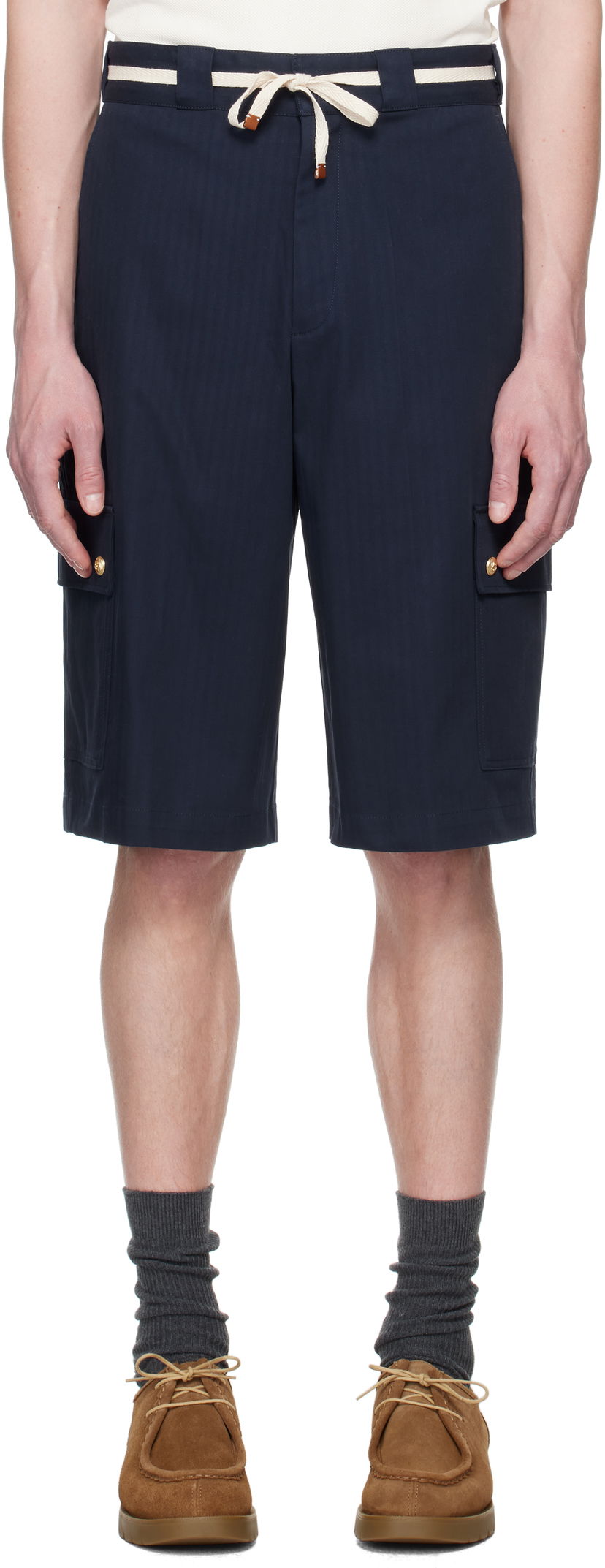 Kratke hlače Drôle de Monsieur Drole De Monsieur 'Le Short Workwear Chevron' Shorts Tamnoplava | G-BS155-CO106-NY