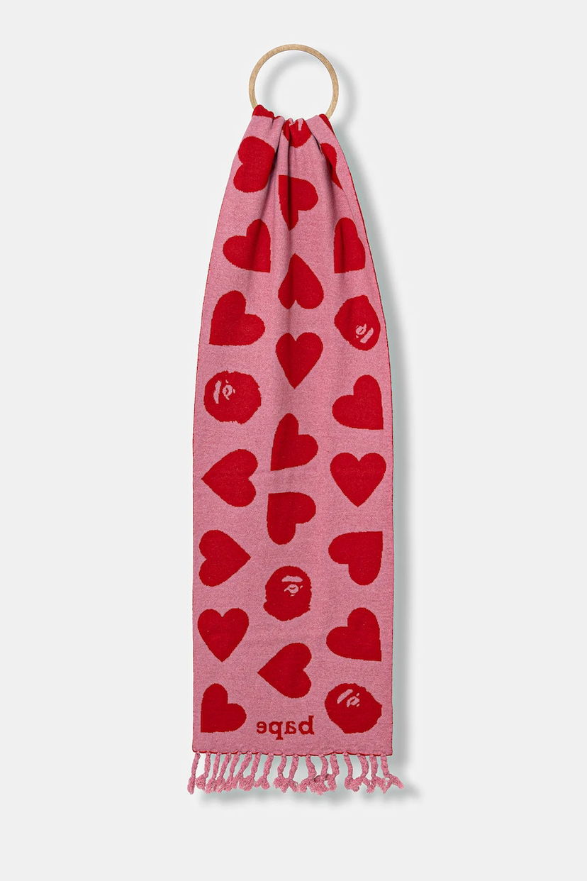 Šal BAPE A Bathing Ape I Love Bape Wool Blend Scarf Ružičasta | 1K80282001