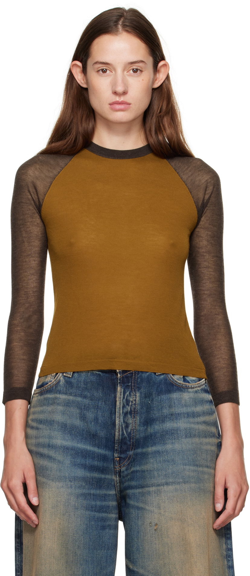 Majica kratkih rukava Acne Studios Acne Studios Semi-Sheer T-Shirt Smeđa | A60588-