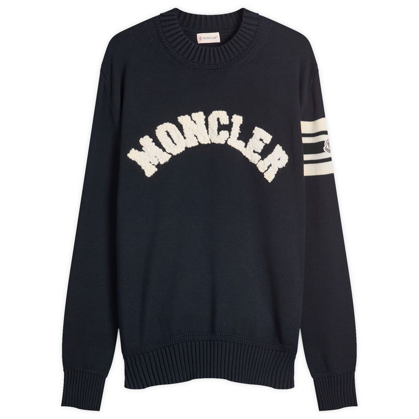 Džemper Moncler Men's Logo Crew Neck Knitwear, Size Large Tamnoplava | 9C000-09-M1367-776