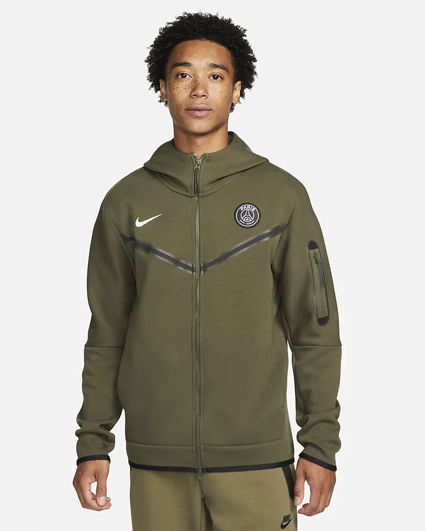 Dukserice Nike Paris Saint-Germain Tech Fleece Windrunner Full-Zip Hoodie Zelena | DN3086-325, 0
