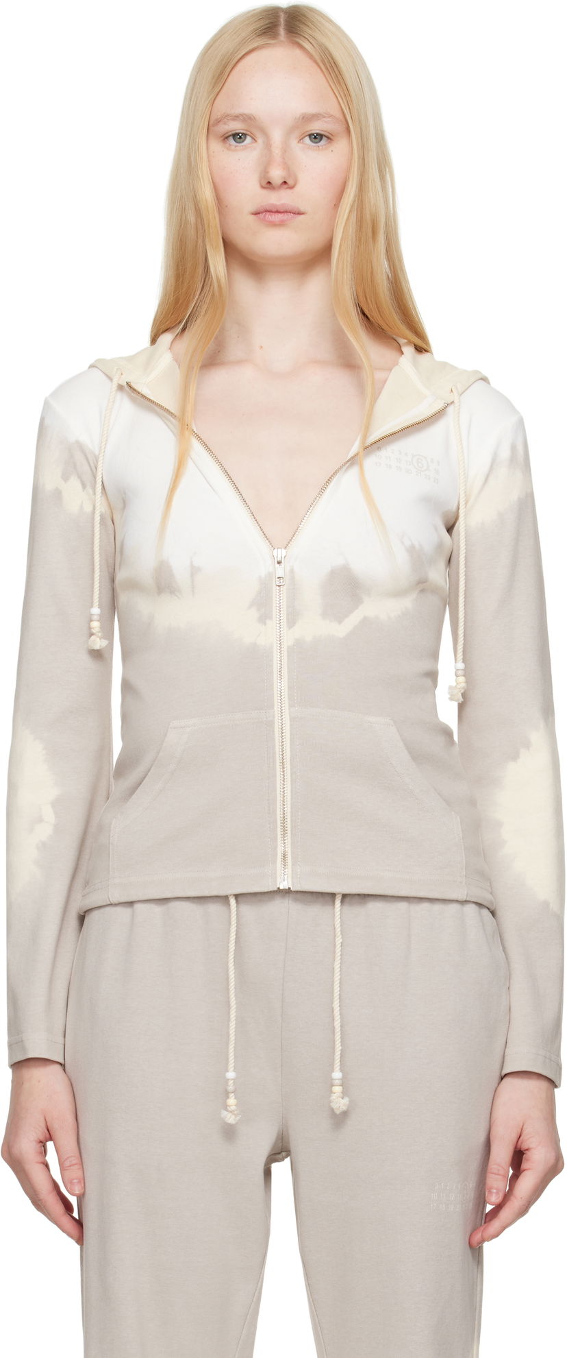 Dukserice Maison Margiela MM6 Maison Margiela Interlock Cotton Jersey Zip-Up Hoodie Bež | S62HG0028 M20110