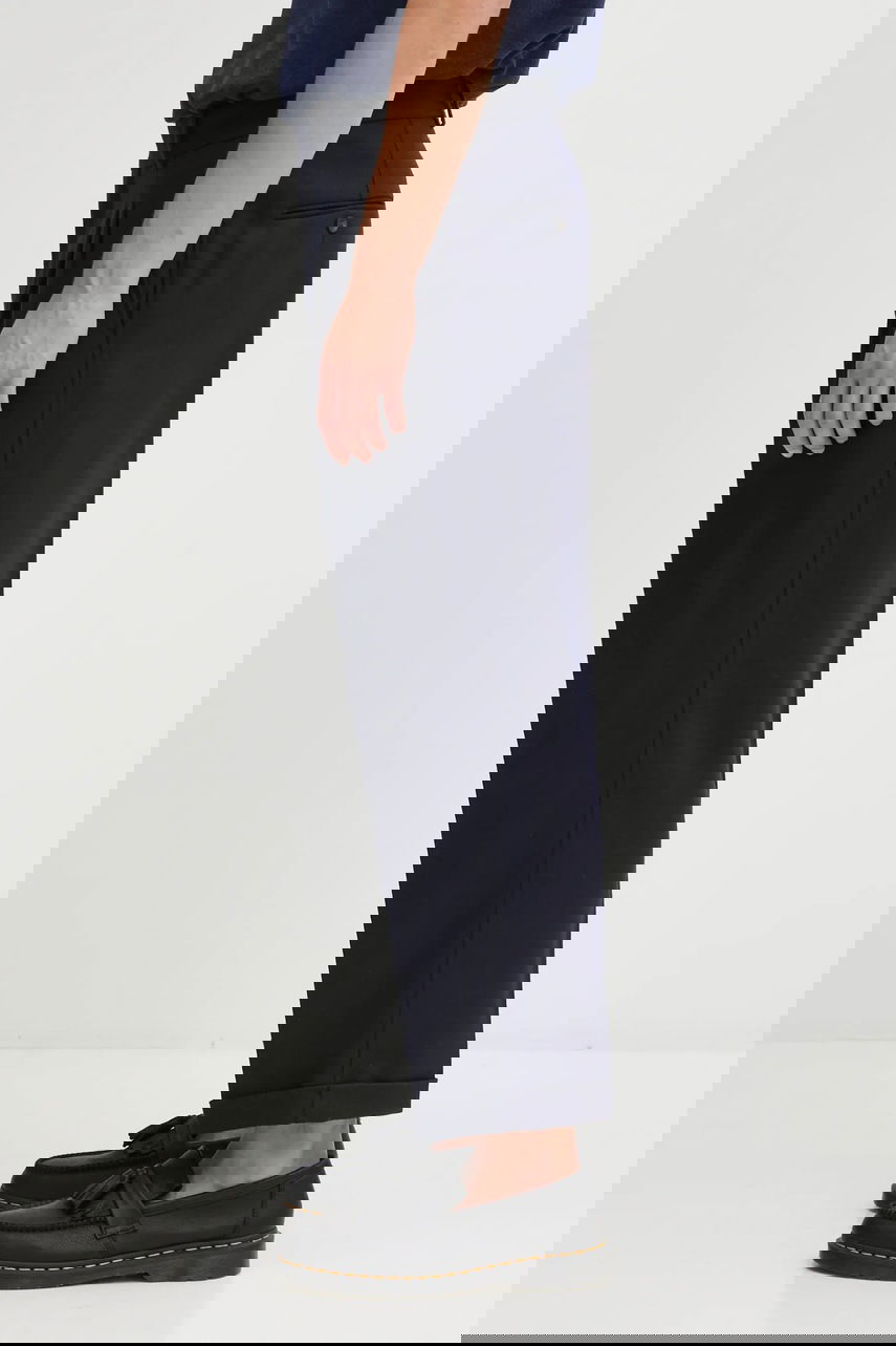 Hlače Drôle de Monsieur Drôle de Monsieur Wool Blend Pleated Cropped Trousers Tamnoplava | I.BP192.WV008, 1