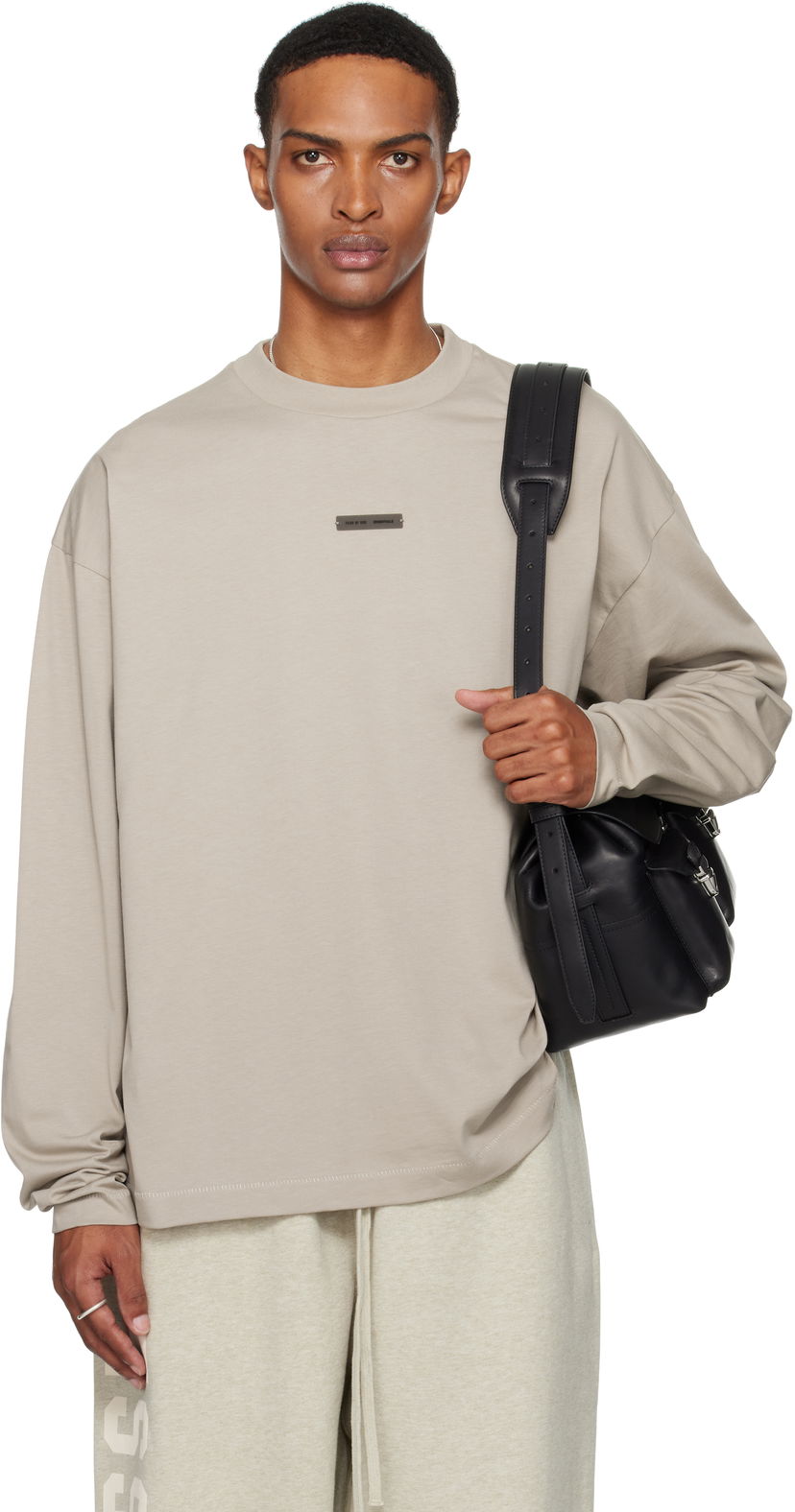 Majica kratkih rukava Fear of God ESSENTIALS Classic Fit Long Sleeve T-Shirt Bež | 125SP254201F