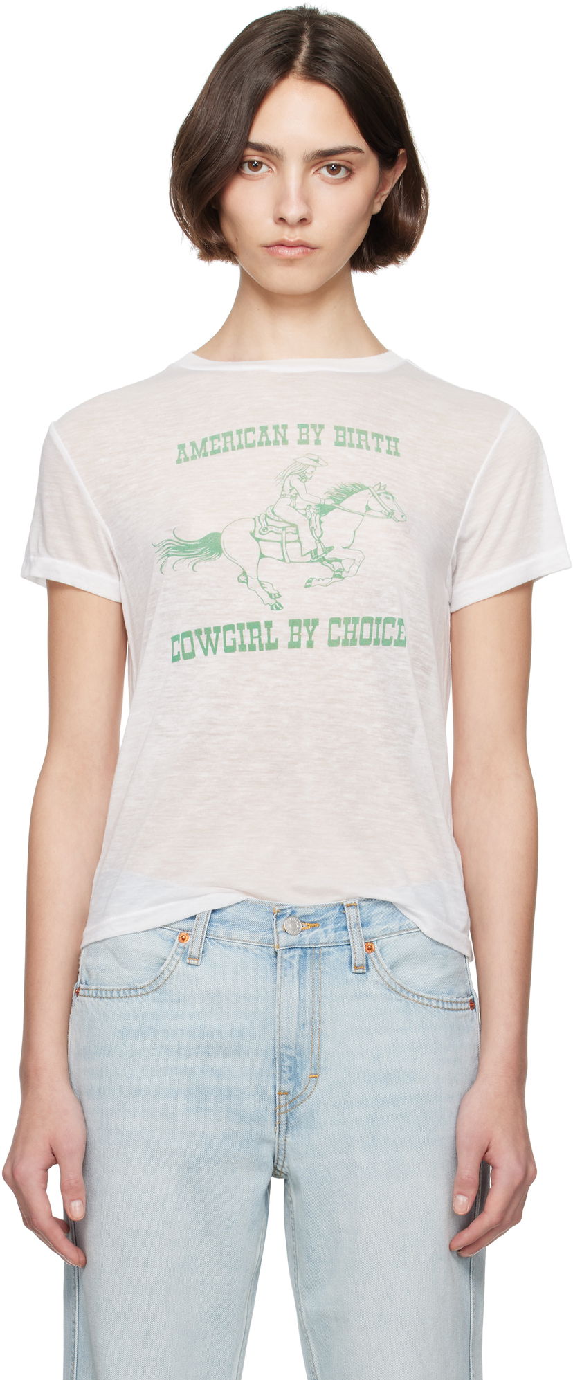 Majica kratkih rukava RE/DONE Re/Done Classic Burnout 'Cowgirl' T-Shirt Bijela | 792-02WCGT334