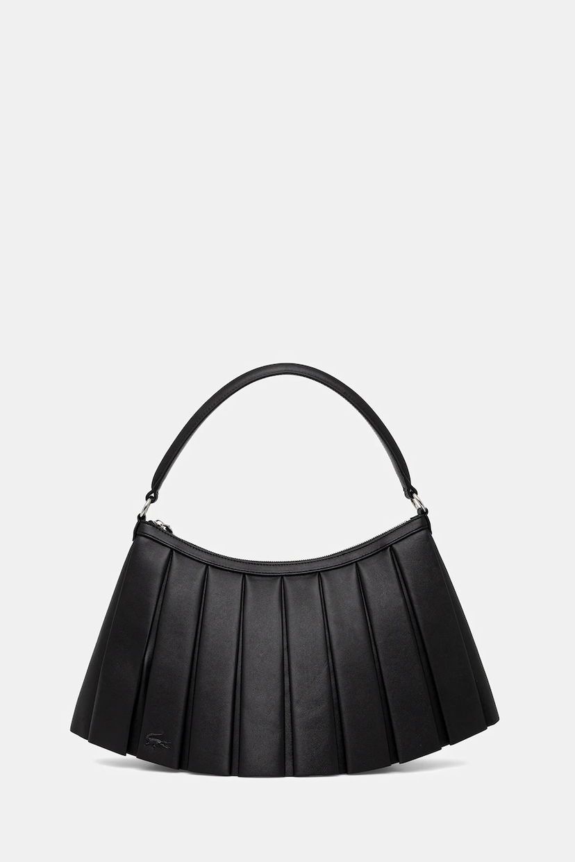 Torba za rame Lacoste Lacoste Pleated Leather Shoulder Bag Crna | NU5015DP