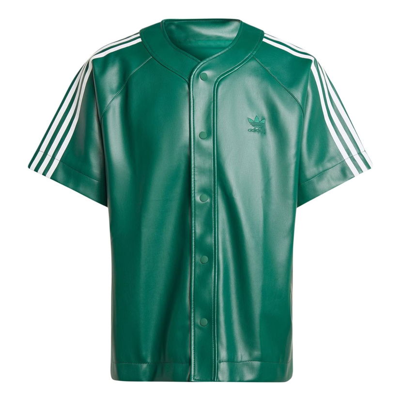 Košulja adidas Originals Adicolor 3-Stripes Faux Leather Baseball Shirt Zelena | IZ4047