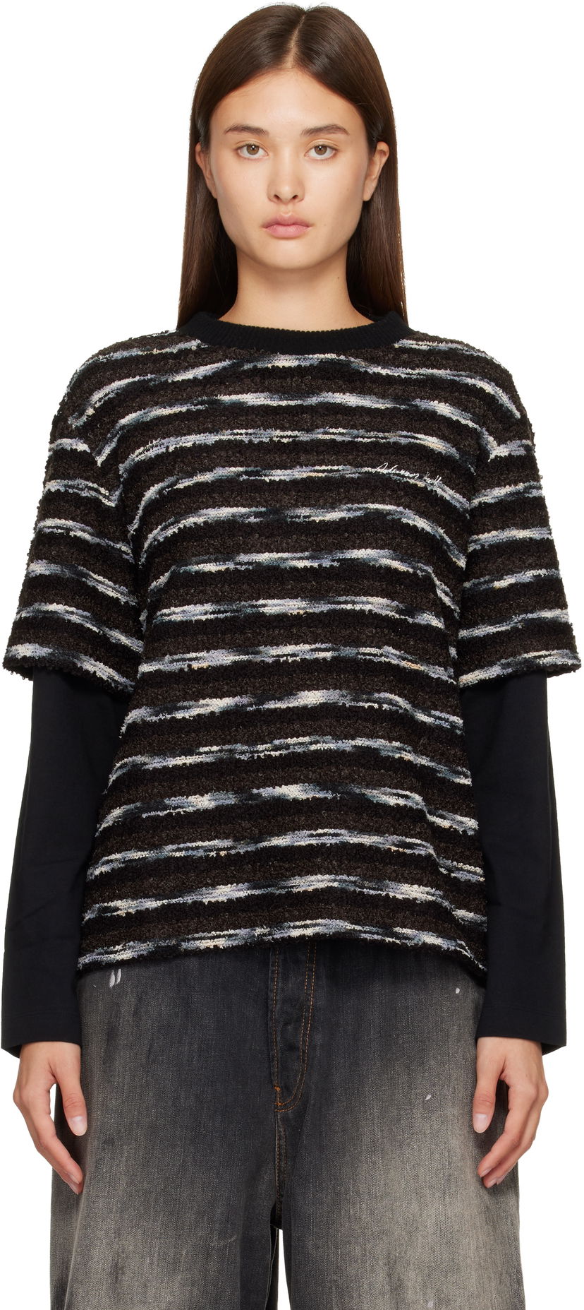 Džemper Andersson Bell Textured Striped Short-Sleeve Layered Sweater Višebojno | atb1373u
