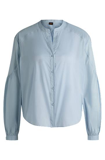 Košulja BOSS Cotton Voile Regular-Fit Blouse with Wide Sleeves Plava | 50509827