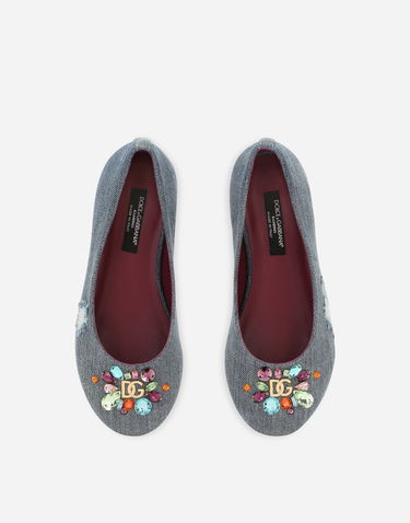 Tenisice i cipele Dolce & Gabbana Dolce & Gabbana Patchwork Denim Embellished Ballet Flats (24-38) Plava | D10510AR1428C609, 3