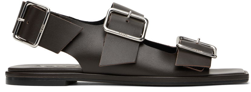 Odjeća Aeyde Aeyde Thekla Leather Slingback Sandals Smeđa | A11-FS-BRNS08FL65-SS25-953-001