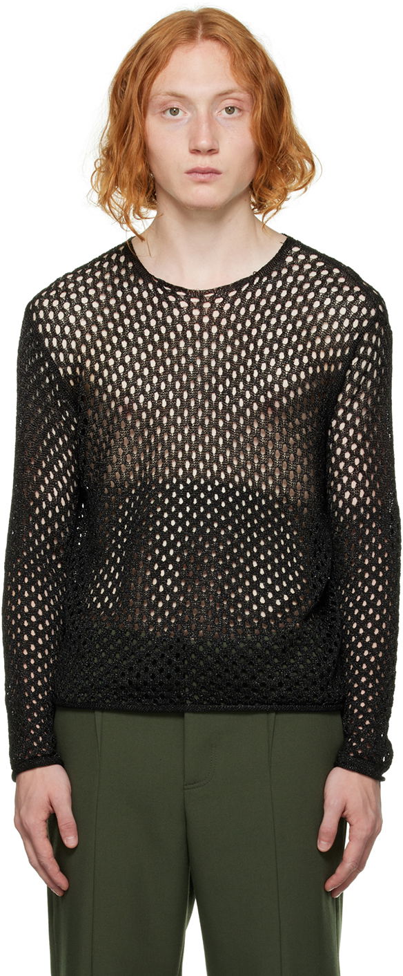 Džemper Dion Lee Metallic Long Sleeve Sweater Crna | C7107F22