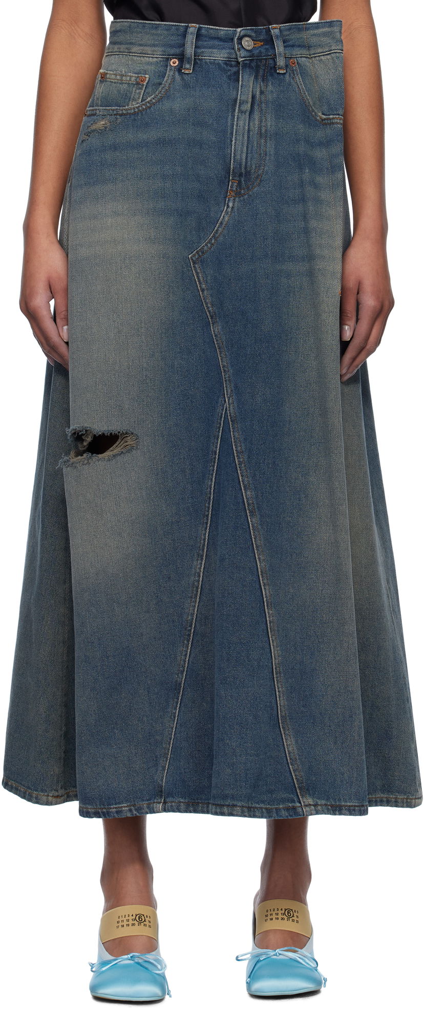 Suknja Maison Margiela Maison Margiela Darting Denim Midi Skirt Plava | S52ME0022 M30017